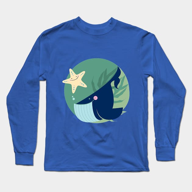 Whale & Starfish No.2 Long Sleeve T-Shirt by ilaamen